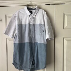 Vans White and Blue Casual Button Down Shirt